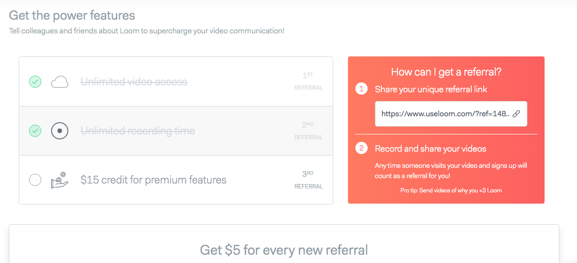 Loom video tool referral program